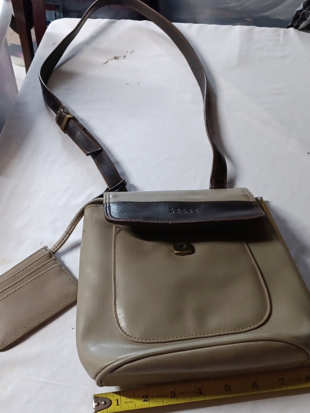 Classic Taupe Crossbody Bag with Dark Brown Trim Crazy Horse By Liz